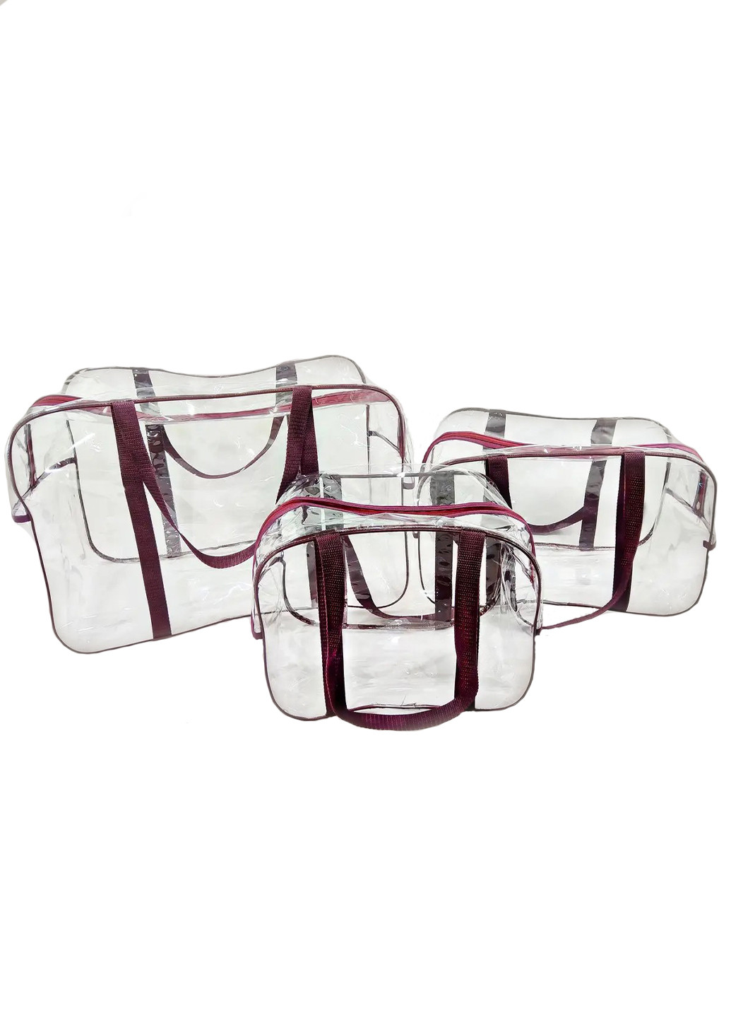 Набор из 3 прозрачных сумок в роддом Delight бордовый EcoNova (270093395)
