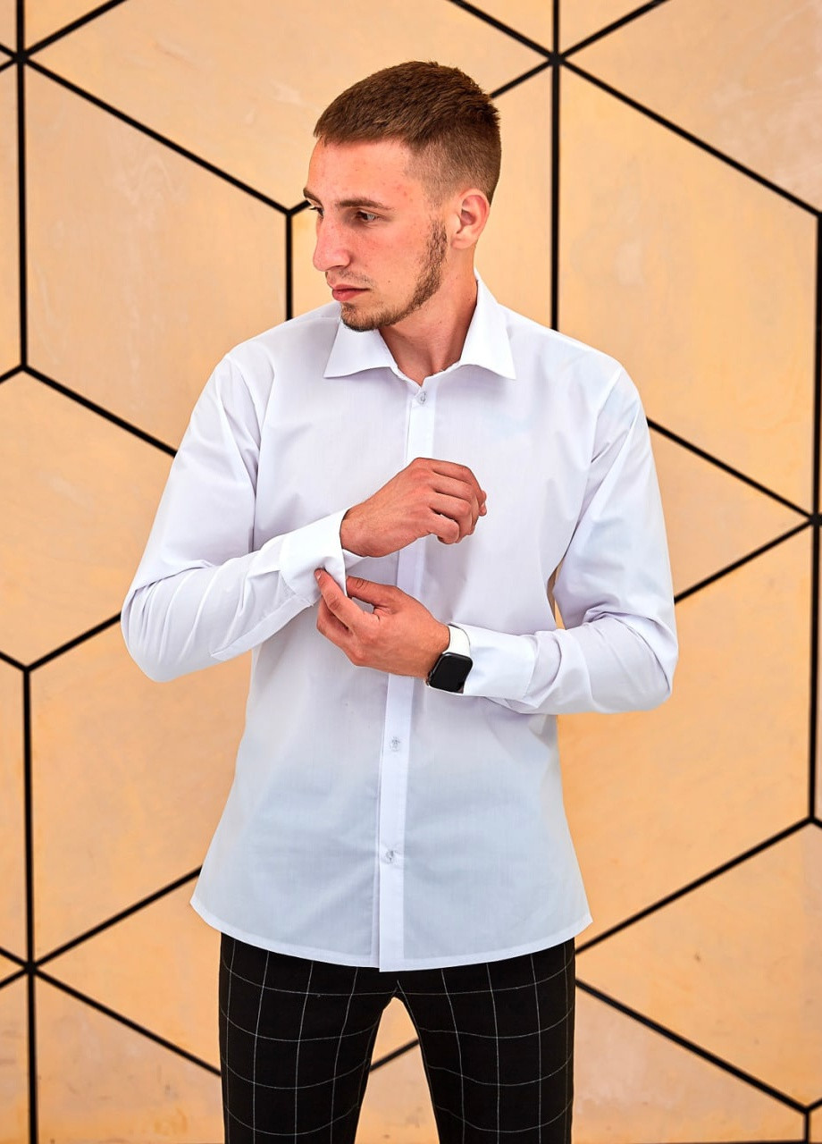 Белая классическая рубашка однотонная Vakko