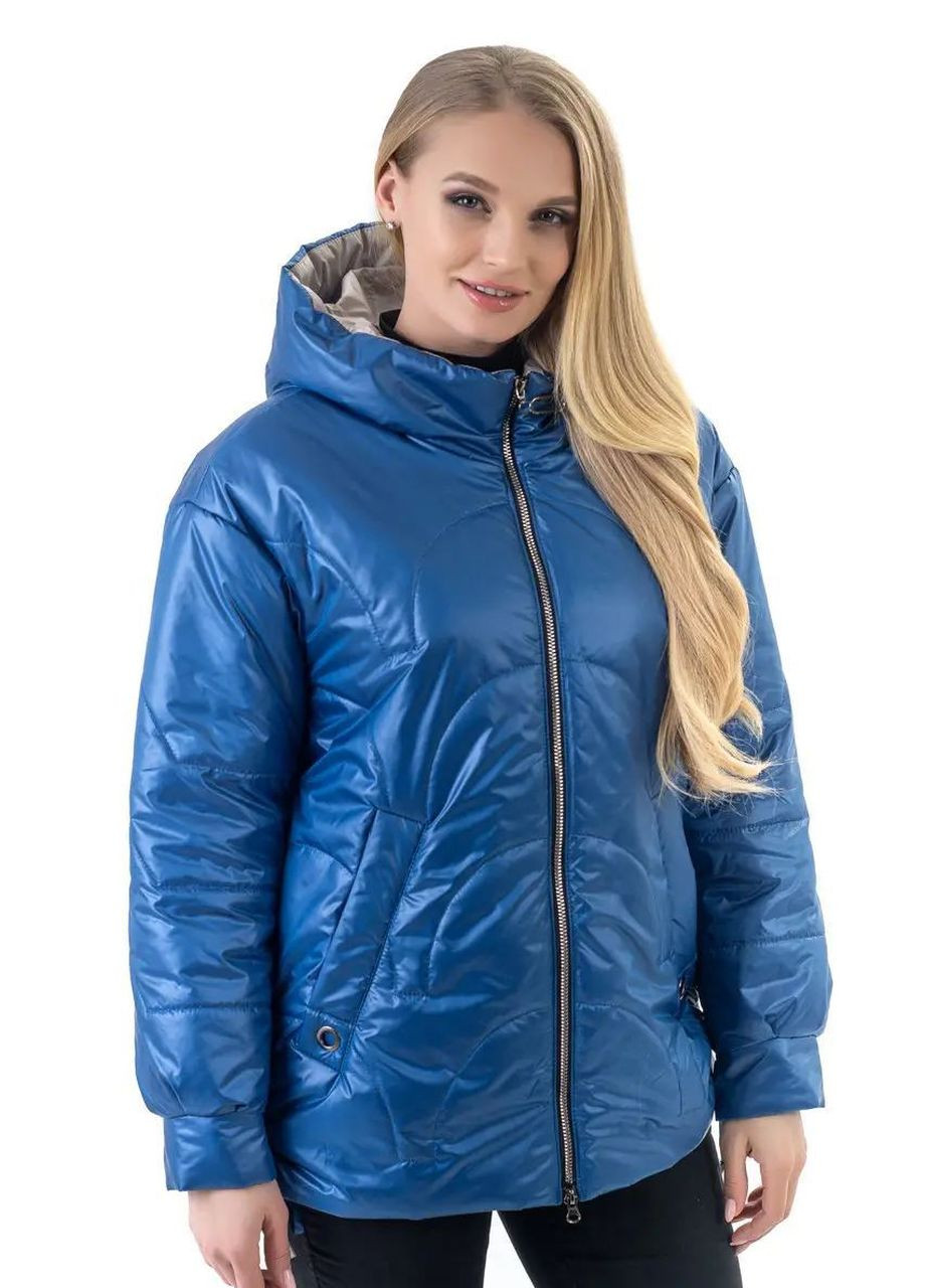 Голубая демисезонная осенняя куртка женская большого размера SK