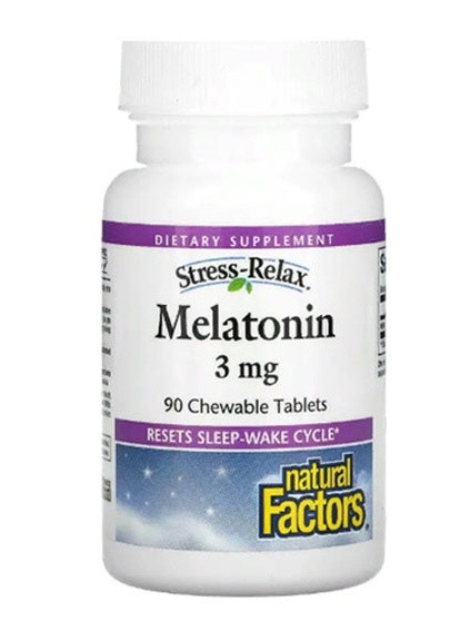 Stress-Relax Melatonin 3 mg 90 Chewable Tabs Natural Factors (256720858)