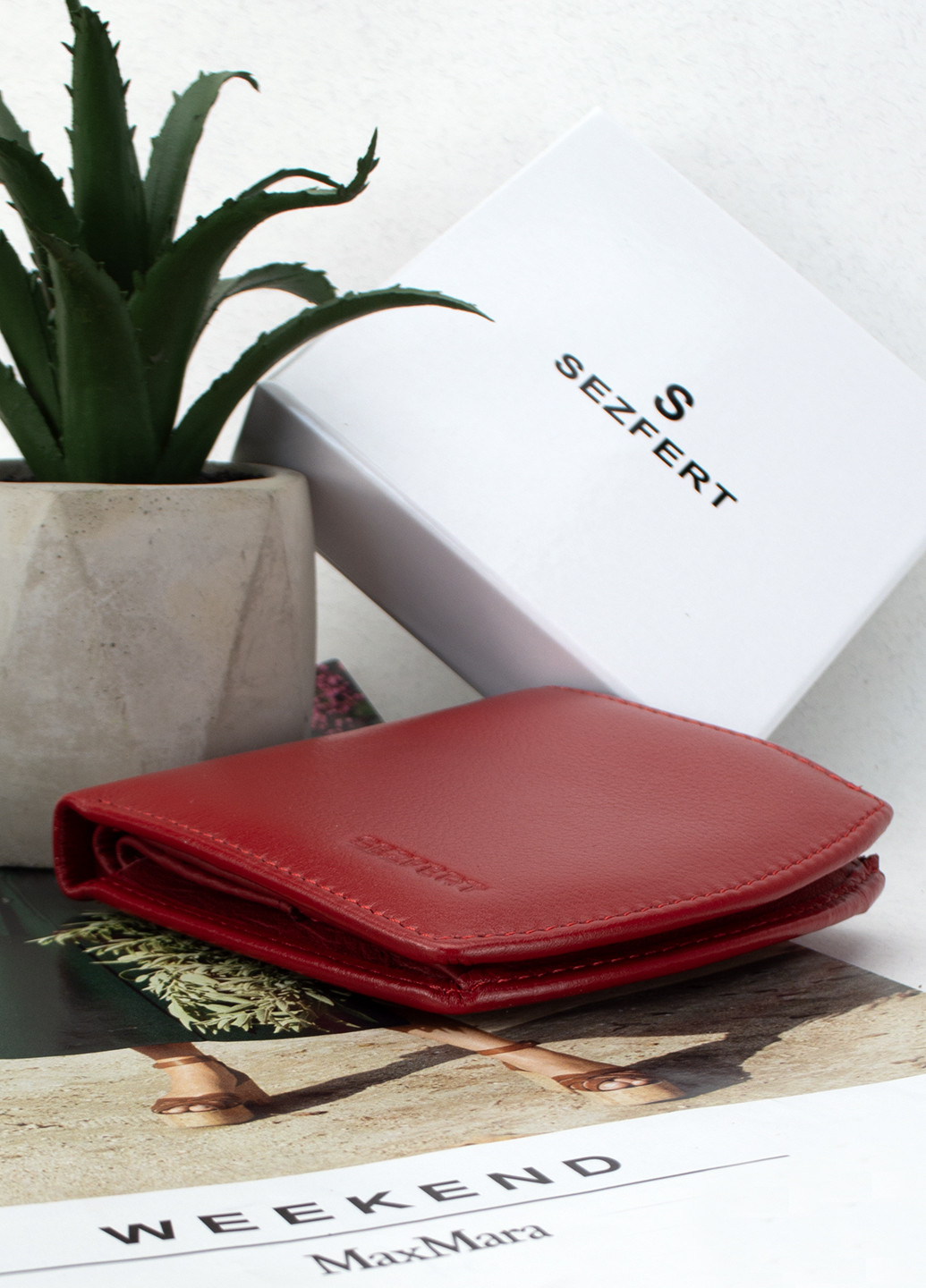 Жіночий шкіряний гаманець 13703-2 маленький червоний Sezfert (260785049)