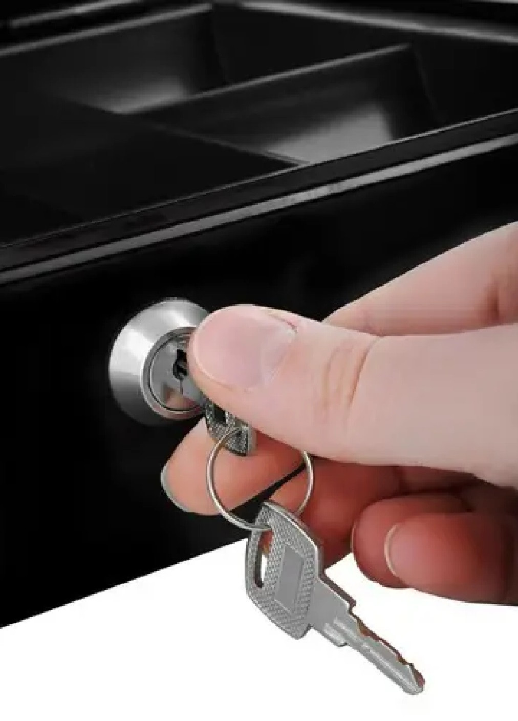 Металевий ящик сейф кешбокс каса органайзер для грошей купюр монет з ключем 30х24х9 см (476149-Prob) Чорний Unbranded (276902897)