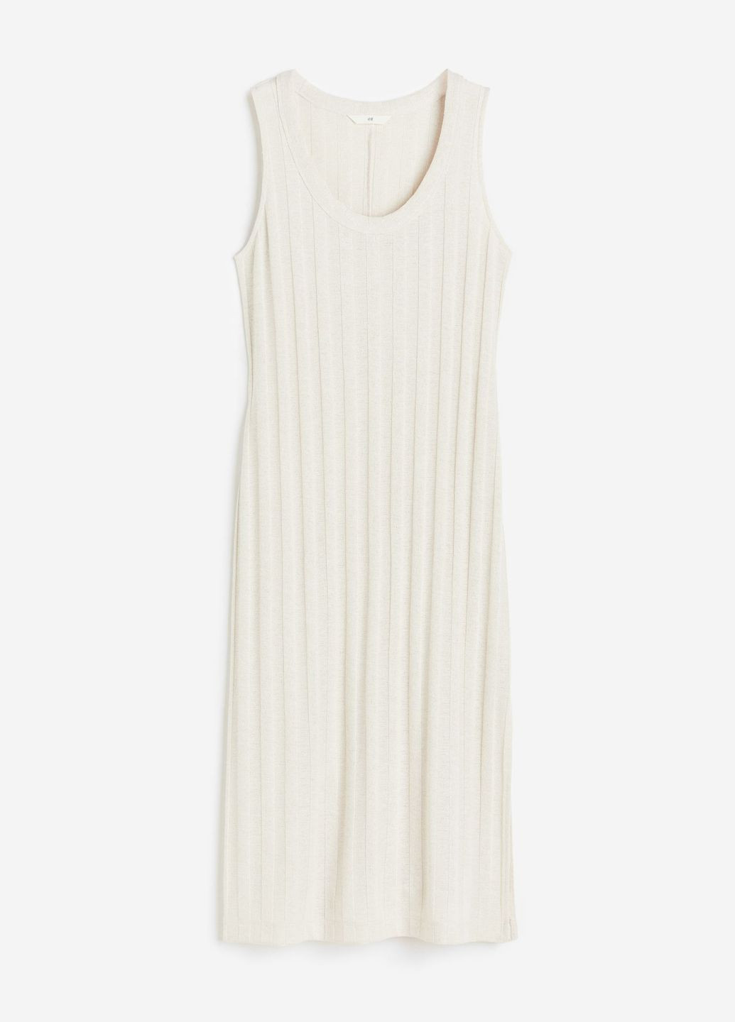 Бежева повсякденний трикотажне плаття в рубчик H&M однотонна