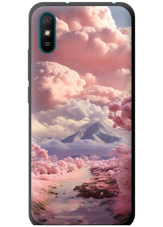 TPU чорний чохол 'Рожеві хмари' для Endorphone Xiaomi Redmi 9A (267240290)