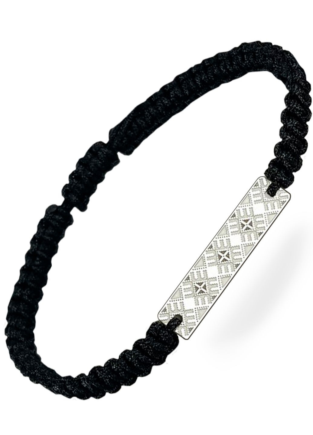 Срібний браслет шамбала Вишиванка чорна нитка «Соняшники» регулюється родований Family Tree Jewelry Line (266038572)