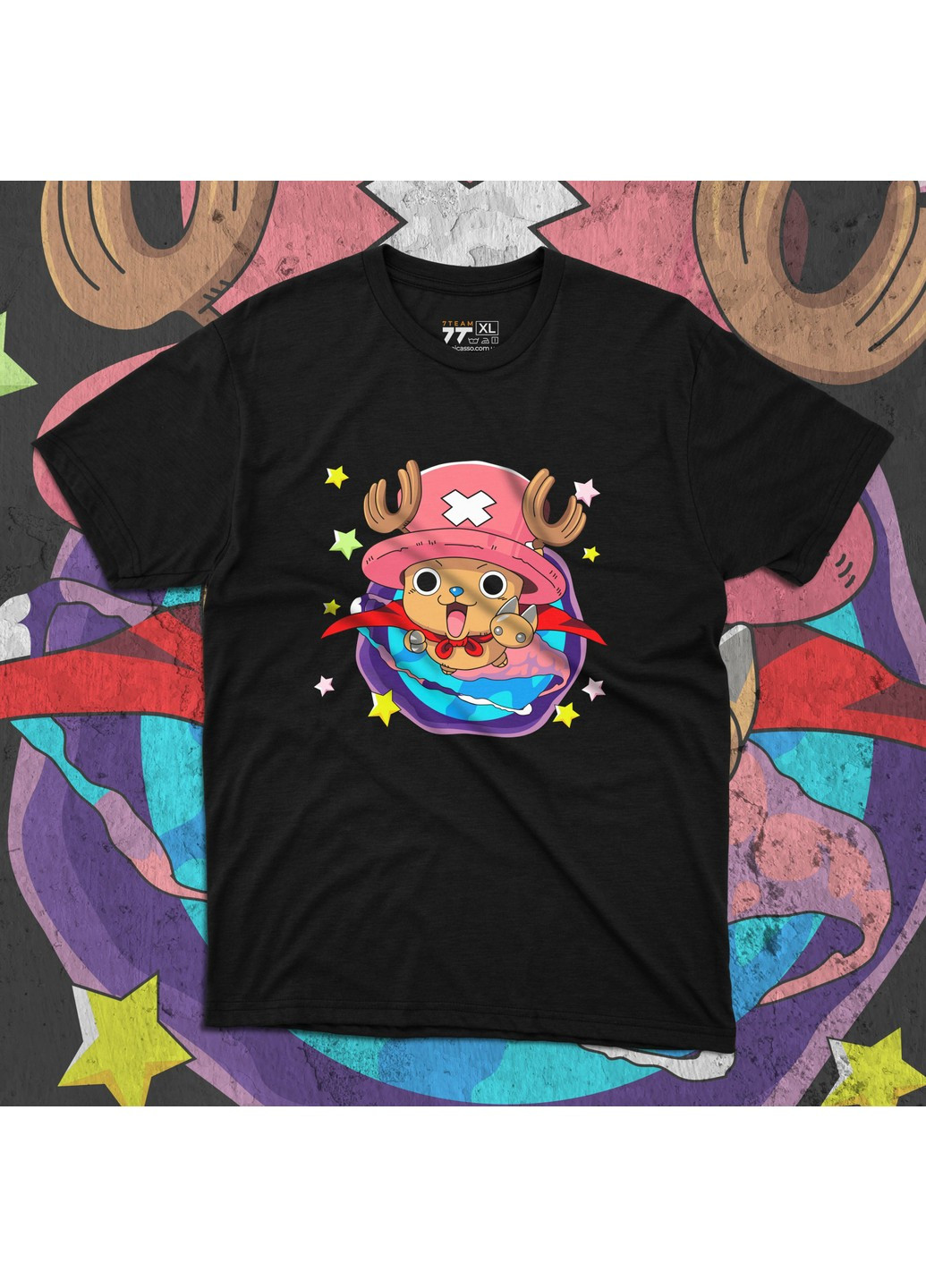 Черная футболка c принтом ван пис - chopper No Brand