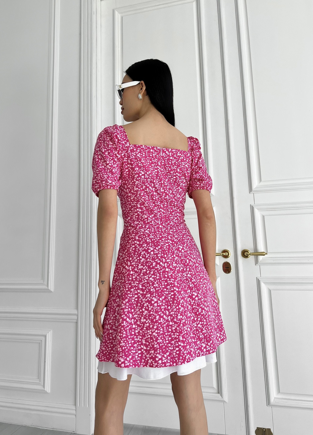 Малинова повсякденний ніжна літня сукня Jadone Fashion з квітковим принтом