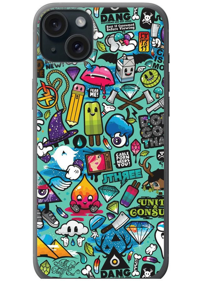 Силіконовий чохол 'Стікер бомбінг 1' для Endorphone Apple iPhone 15 Plus (269995191)