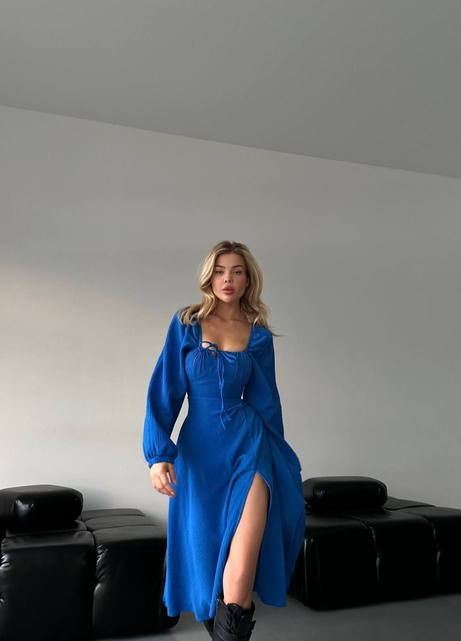 Синя кежуал жіноча сукня муслін No Brand