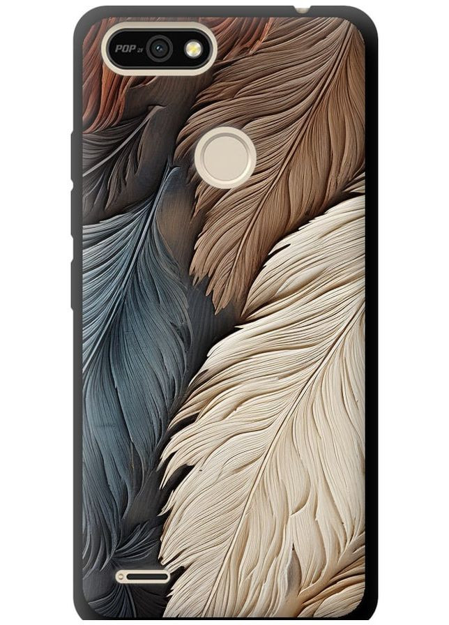 TPU черный чехол 'Листья в стиле бохо' для Endorphone Tecno Pop 2F B1F (265394195)