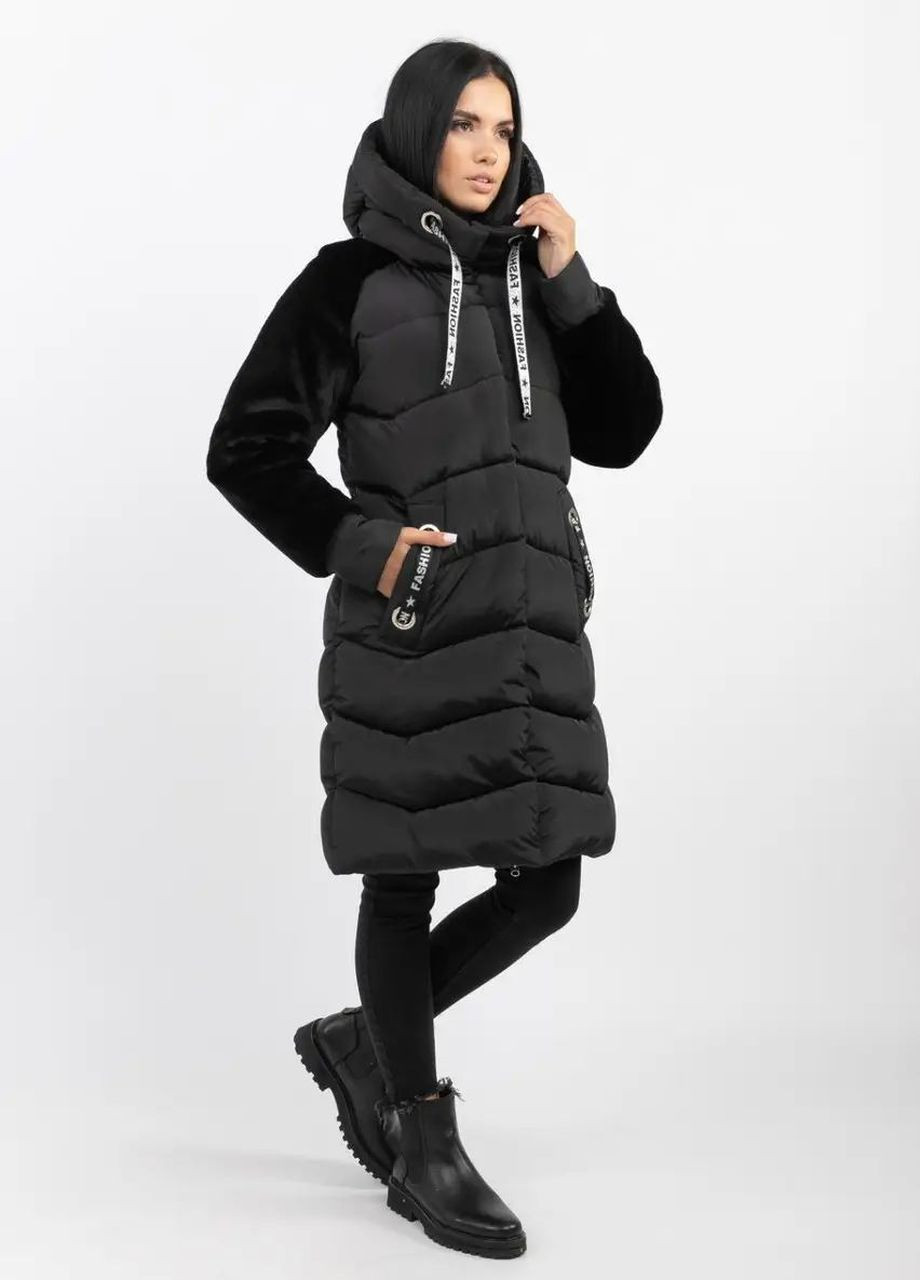 Чорна зимня куртка зимова жіноча SK