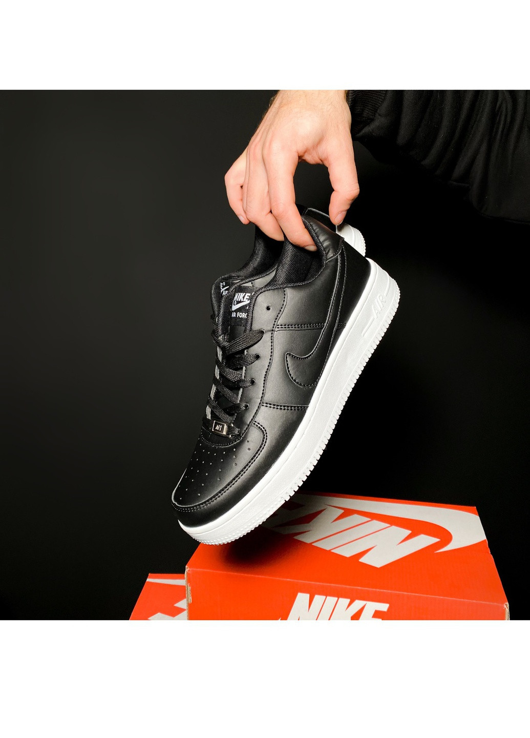 Nike air force black with white sole sales