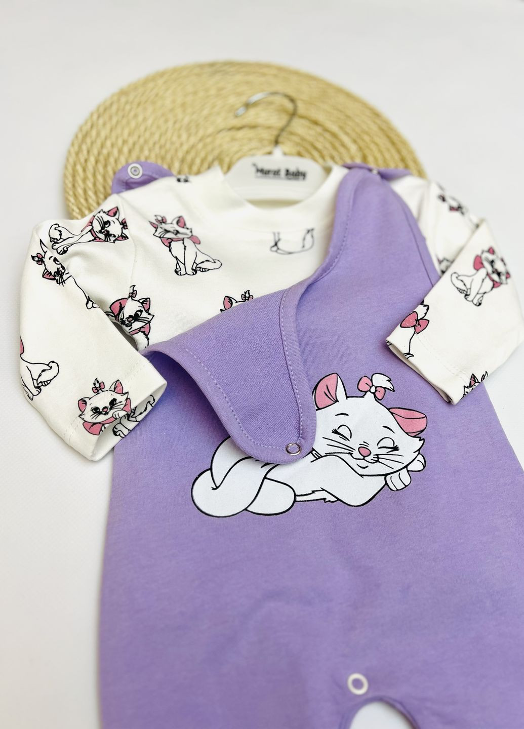 Фіолетовий демісезонний комбінезон + кофта для дівчаток " кошеня" Murat baby
