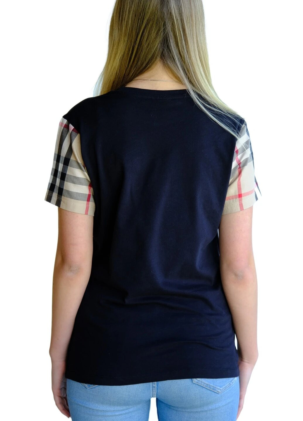Черная летняя футболка женская с коротким рукавом Burberry