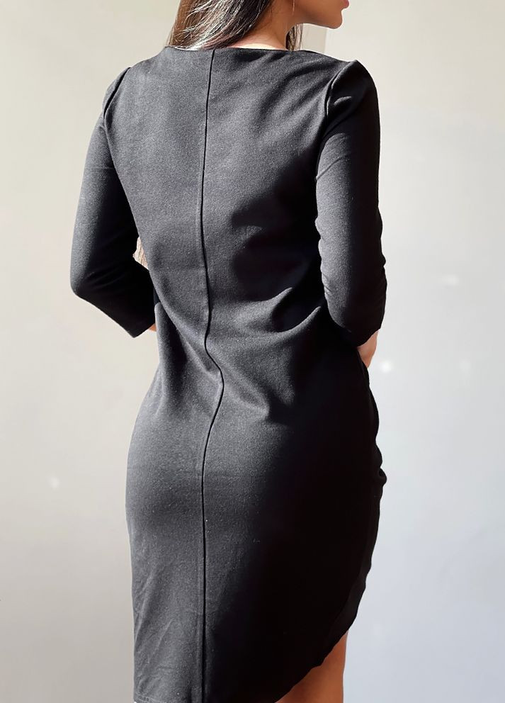 Черное кэжуал платье женское черное в стиле ампир Let's Shop однотонное
