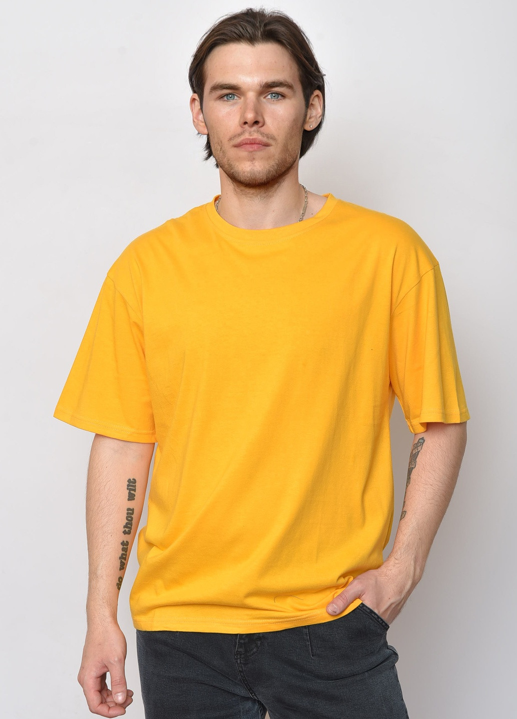 Желтая футболка мужская однотонная желтого цвета Let's Shop