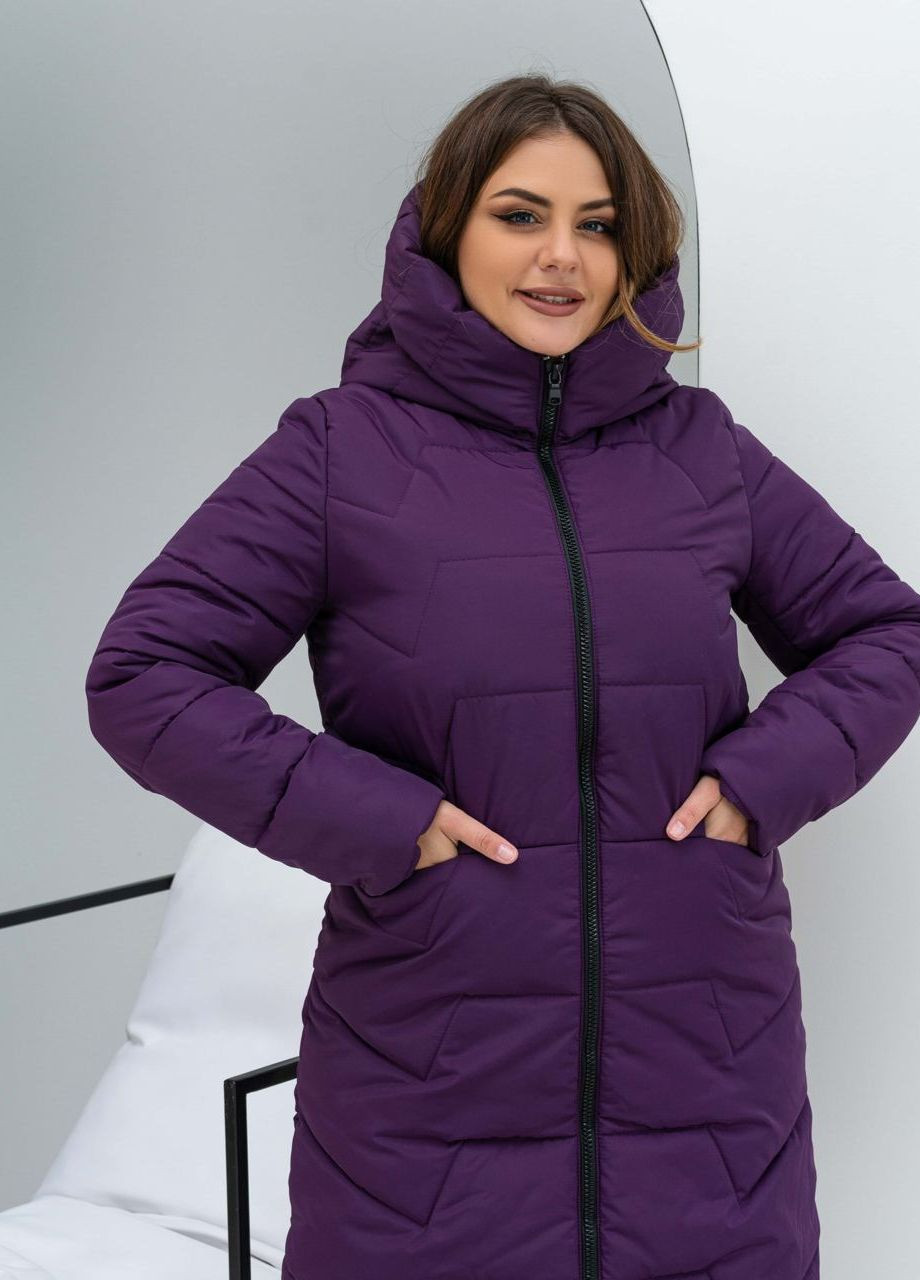 Сиреневая зимняя женская зимняя куртка большого размера SK