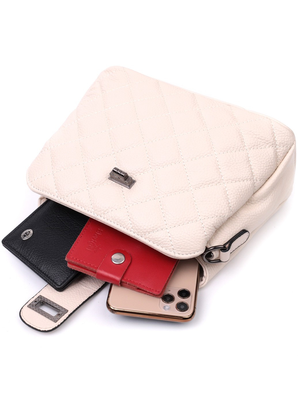 Изысканная сумка для стильных женщин из натуральной кожи 22414 Белая Vintage (276461808)