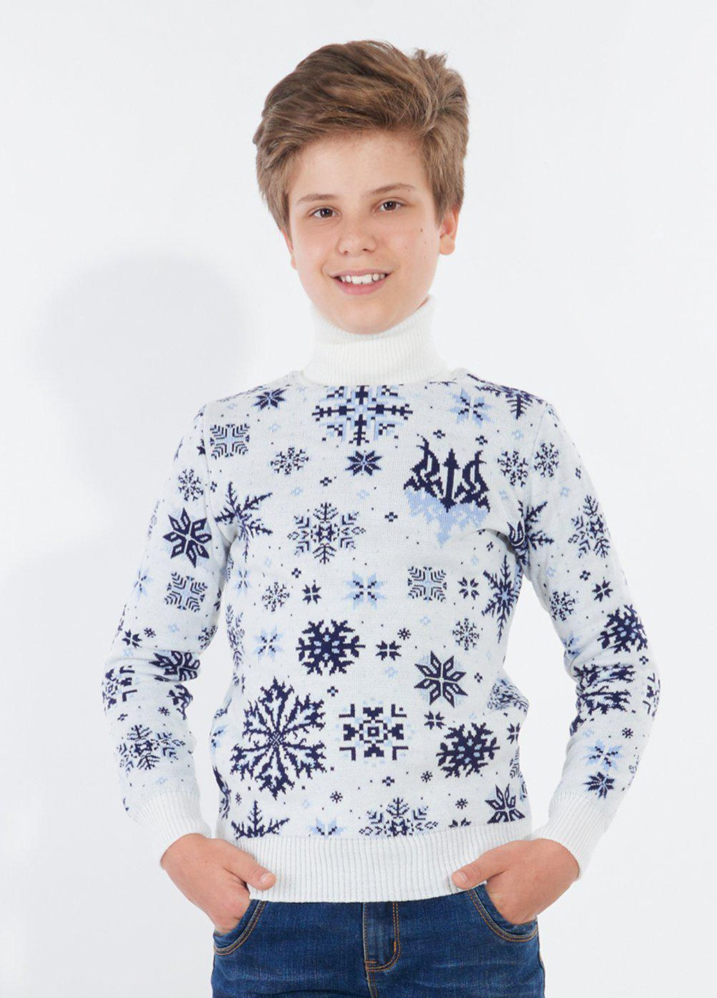Білий светри светр тризуб сніжинки (11085)110143-683 Lemanta