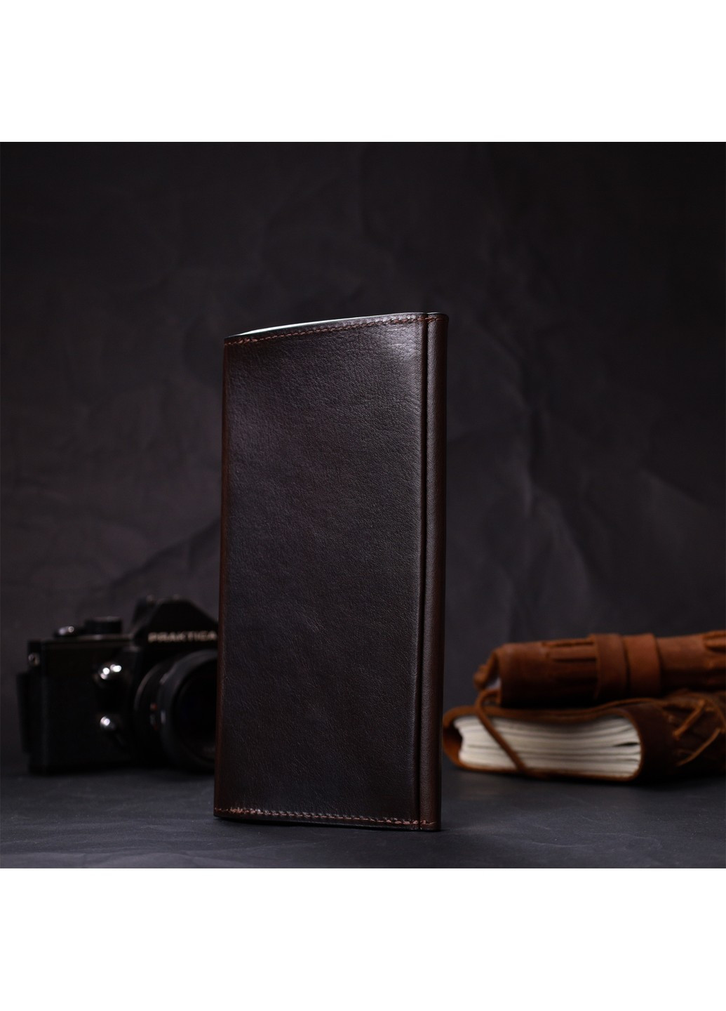 Вертикальний гаманець із відділенням для телефону з натуральної шкіри 11645 Коричневий Grande Pelle (267507228)