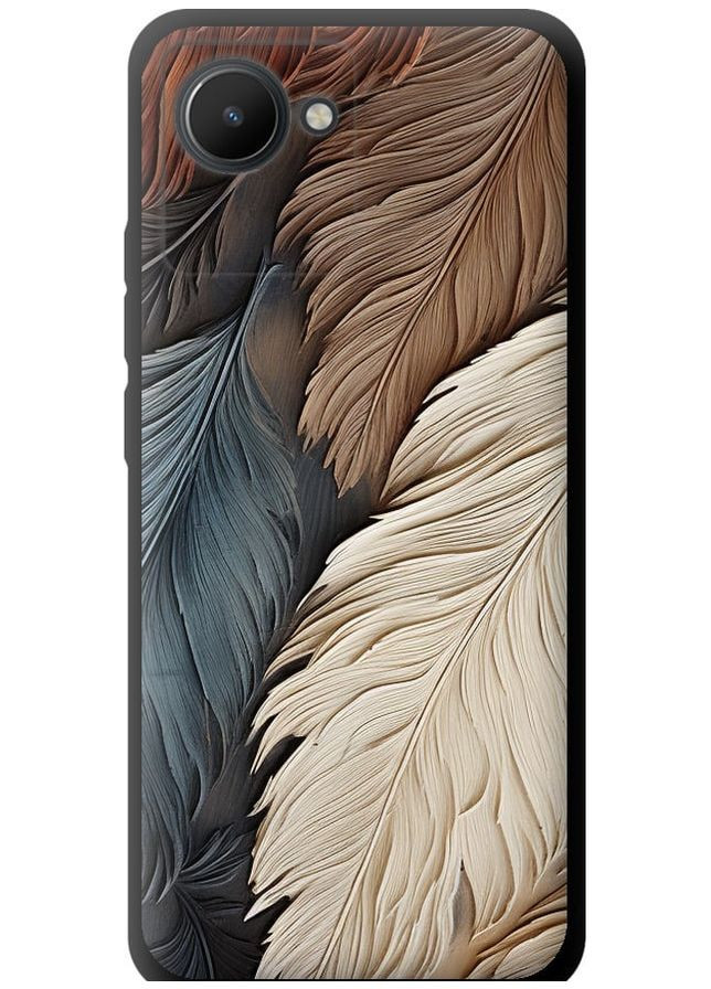 TPU черный чехол 'Листья в стиле бохо' для Endorphone Realme C30 (265397565)