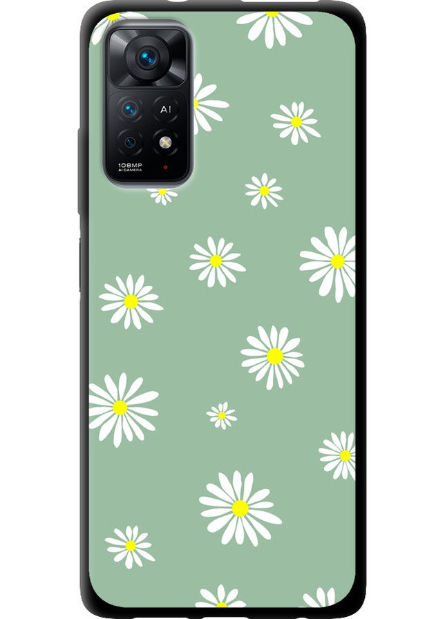 TPU черный чехол 'Ромашки v4' для Endorphone Xiaomi Redmi Note 11 (258083761)