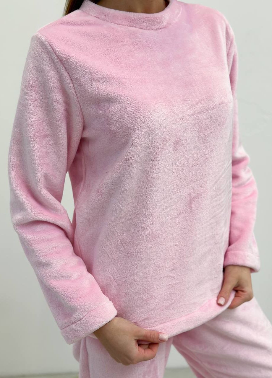 Розовая женская пижама махра No Brand