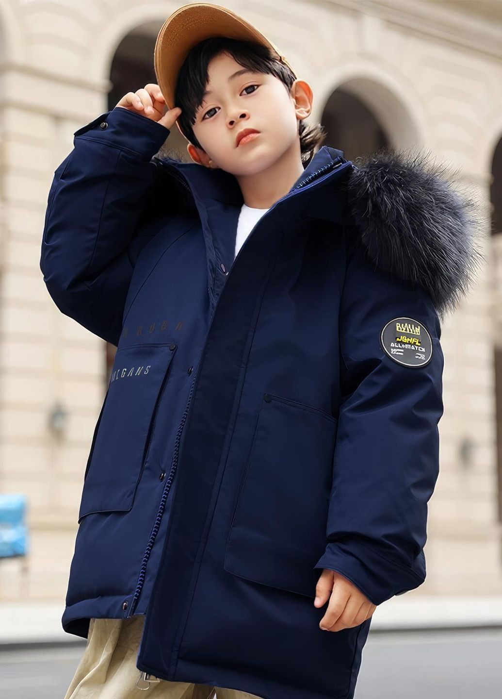 Синяя зимняя куртка для мальчика пуховая зимняя 9172 140 см синий 68949 DobraMAMA