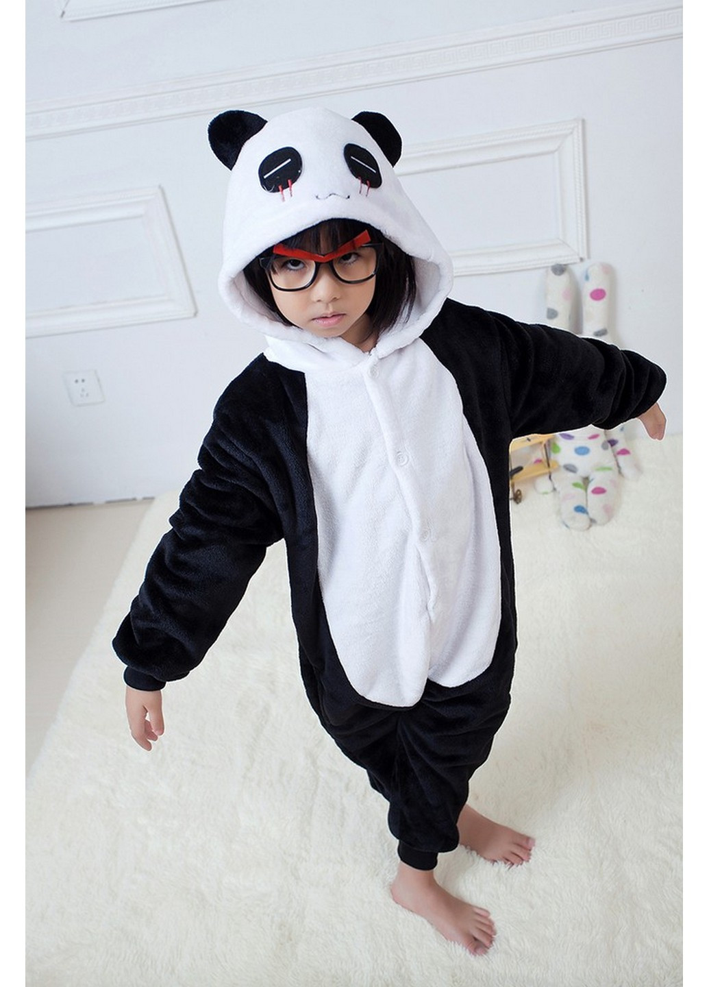 Черная зимняя пижама кигуруми панда комбинезон No Brand