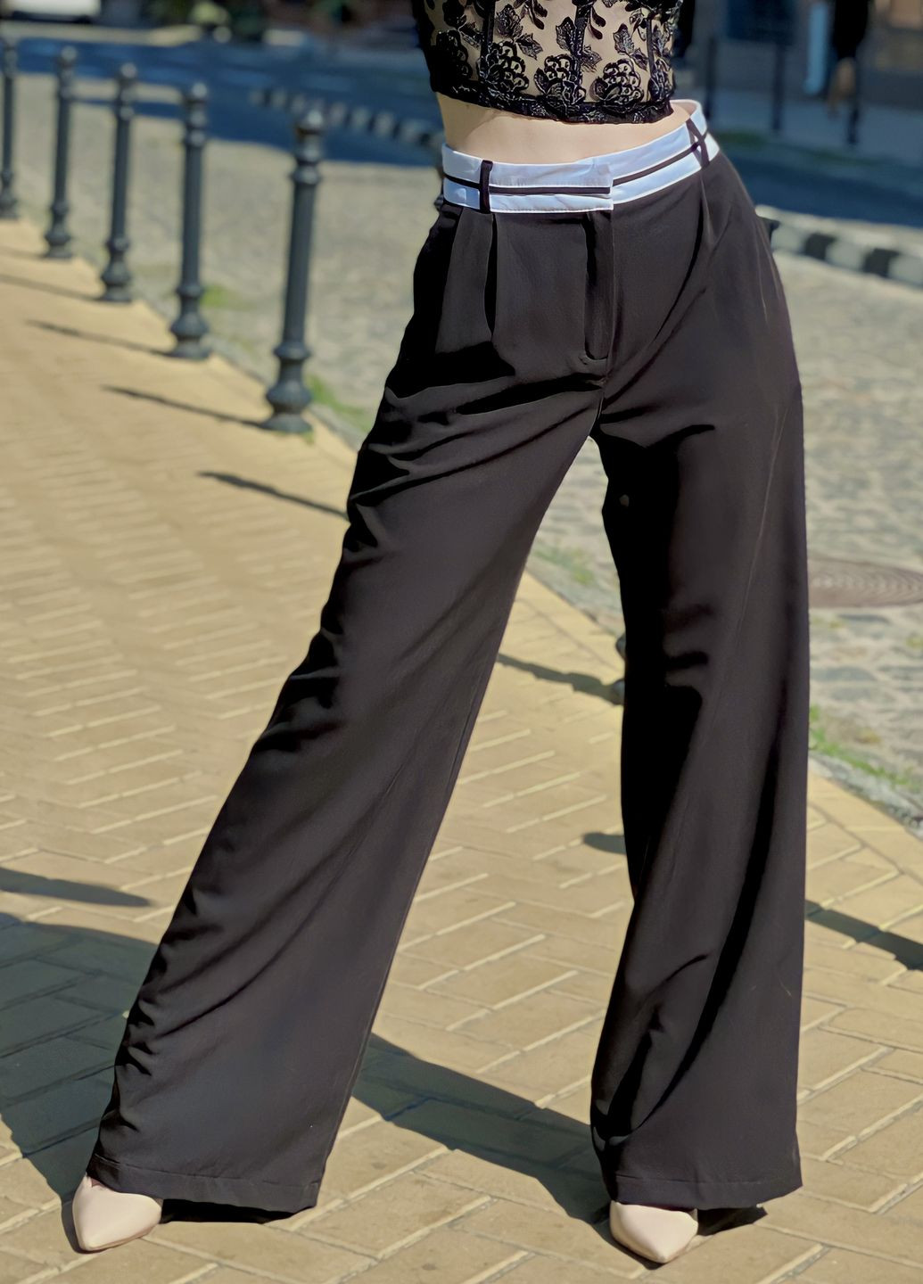 Черные классические демисезонные палаццо брюки CHICLY