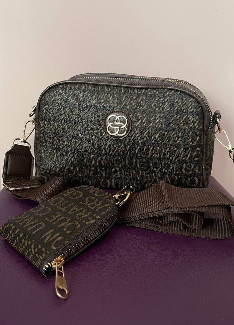 Турецкая кросс-боди сумка с подкладкой и двумя отделениями, шикарная чёрная мини сумочка из экокожи с регулируемым ремешком No Brand р-1359-30 (268048876)
