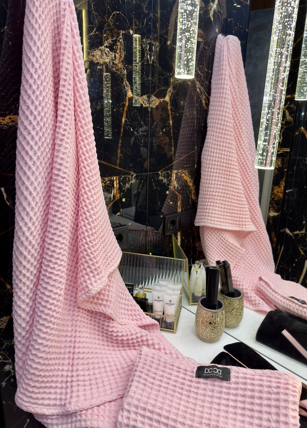 Вафельное полотенце из текстурированного хлопка 100х150 см цвет Розовый DC textile однотонный розовый