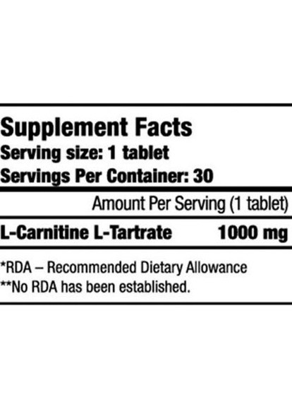 L-Carnitine 1000 mg 60 Tabs Biotechusa (256726086)
