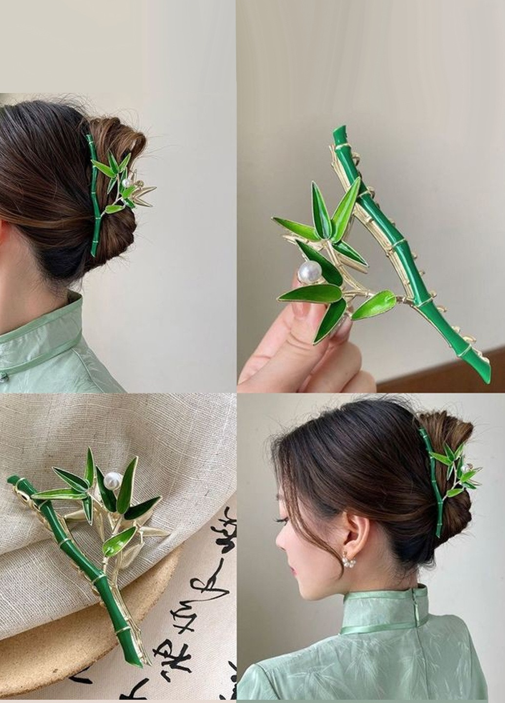 Заколка краб для волос "Единение с природой", золотисто-зеленый Анна Ясеницька (259318203)
