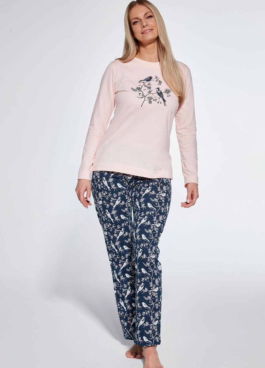 Комбінована піжама жіноча 364 birdie s pink/navy blue (рожево-синій) 768-23 Cornette