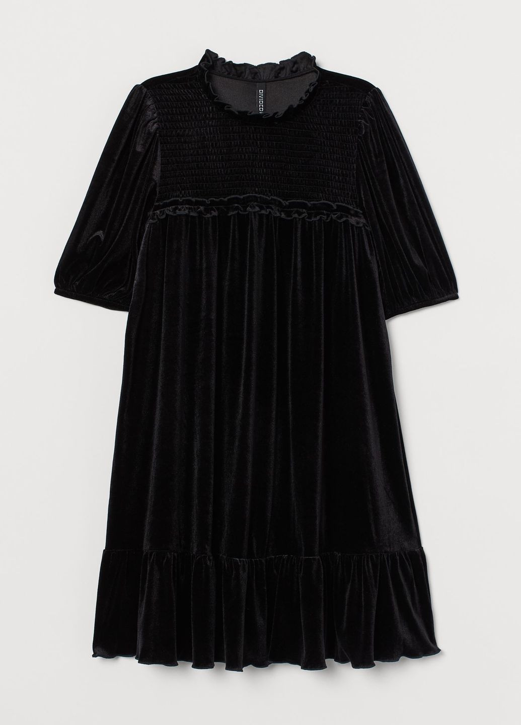 Чорна велюрова сукня H&M однотонна