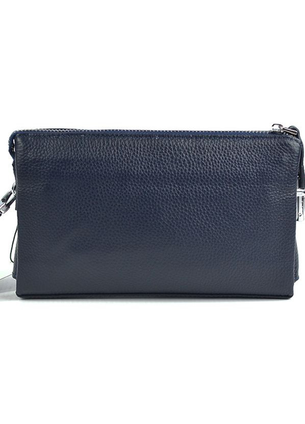 Синий маленький мужской кожаный клатч кошелек на молнии с петлицей на запястье, клатч из натур. кожи No Brand (266914601)