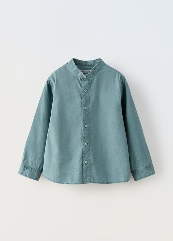 Зеленая повседневный рубашка однотонная Zara
