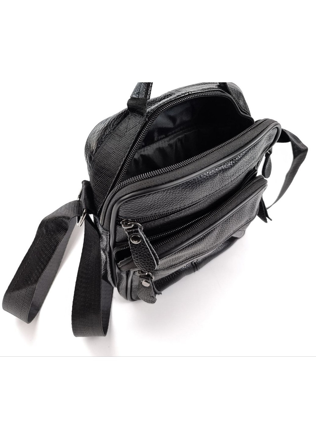 Качественная кожаная сумка мужская с ручкой для ладони KO-021-2 18x22x7-9 Черная JZ (259578222)
