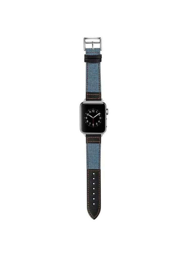 Ремінець джинс+шкіра для Apple Watch 38/40mm Epik (258782581)