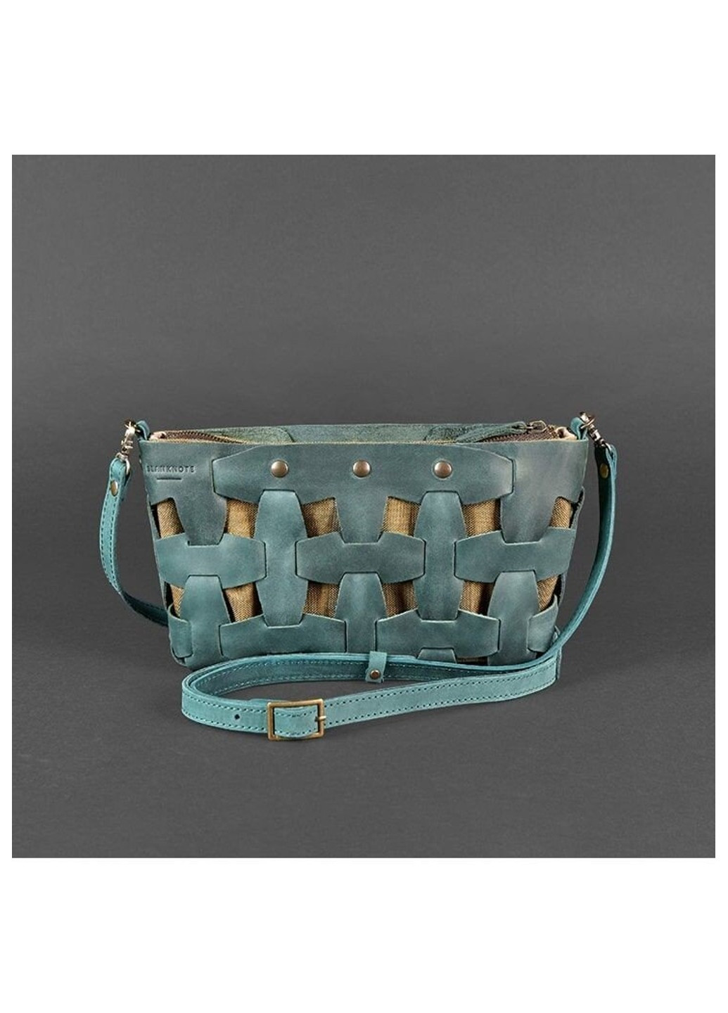 Шкіряна плетена жіноча сумка Пазл S бордова Krast BN-BAG-31-VIN BlankNote (277977862)