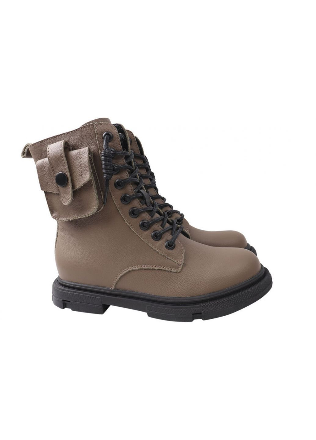 ботинки женские из натуральной кожи, на низком ходу, на шнуровке, хаки, Berkonty