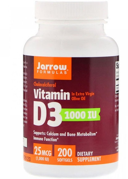 Vitamin D3 1000 IU 200 Softgels Jarrow Formulas (258499023)