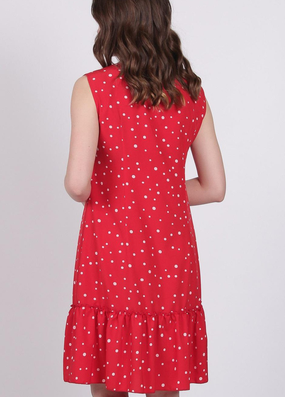 Червона кежуал сукня жіноча 339 горох білий софт червоне Актуаль