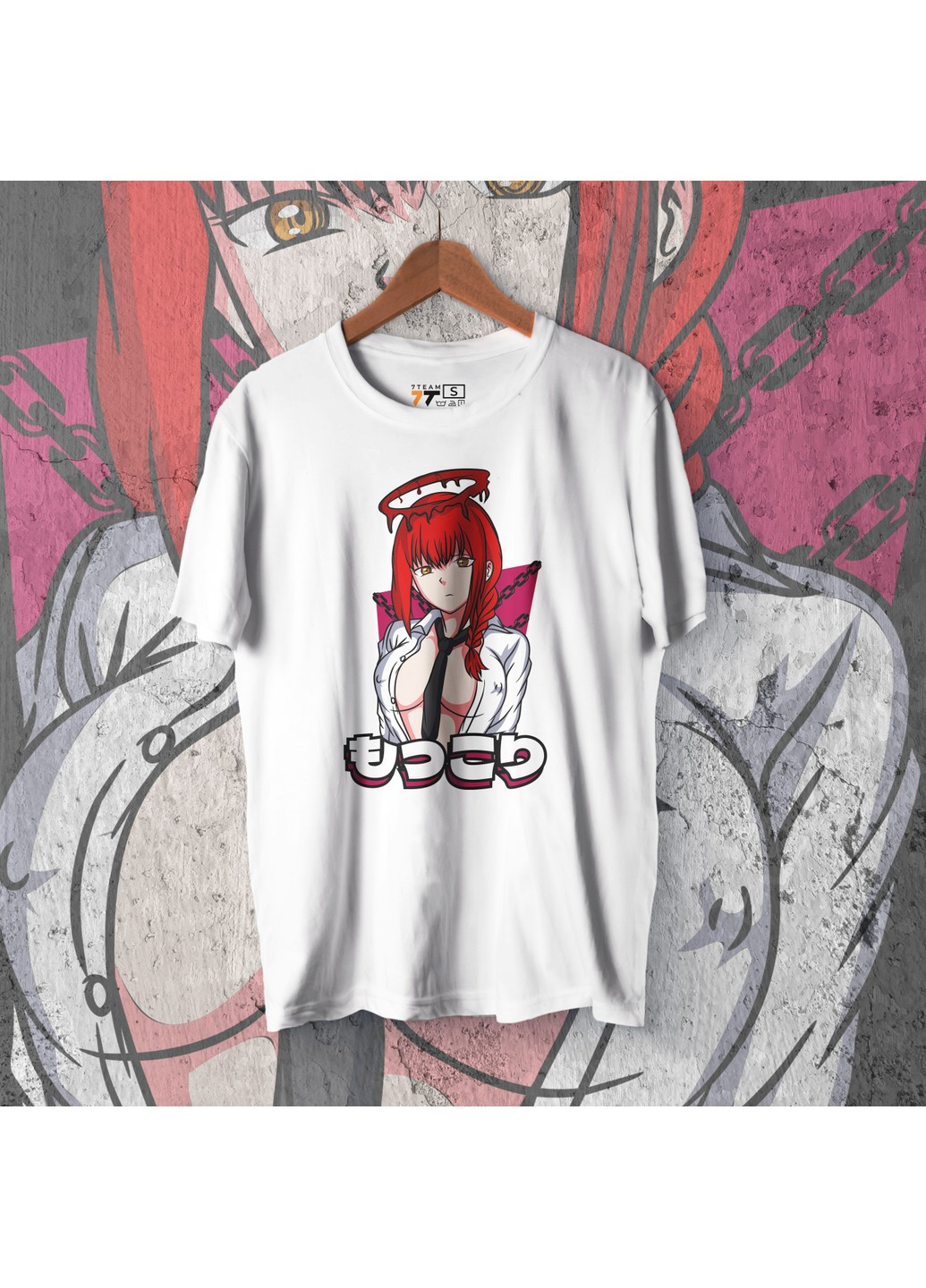 Белая футболка c принтом человек бензопила - макима se we No Brand