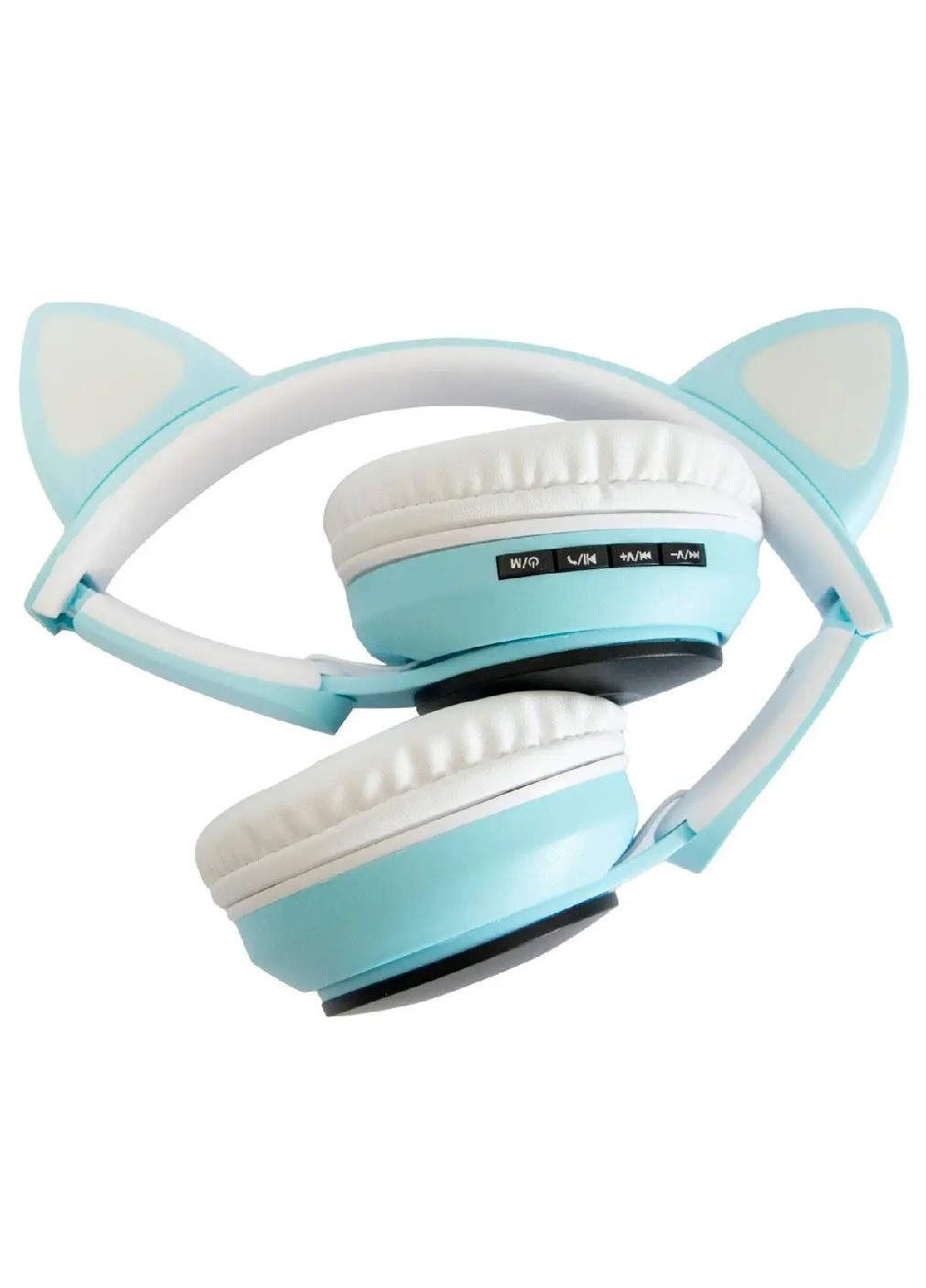 Бездротові дитячі компактні блютус навушники з котячими вушками і лапами, що світяться 19х18х7 см (474149-Prob) Сині Unbranded (257470812)