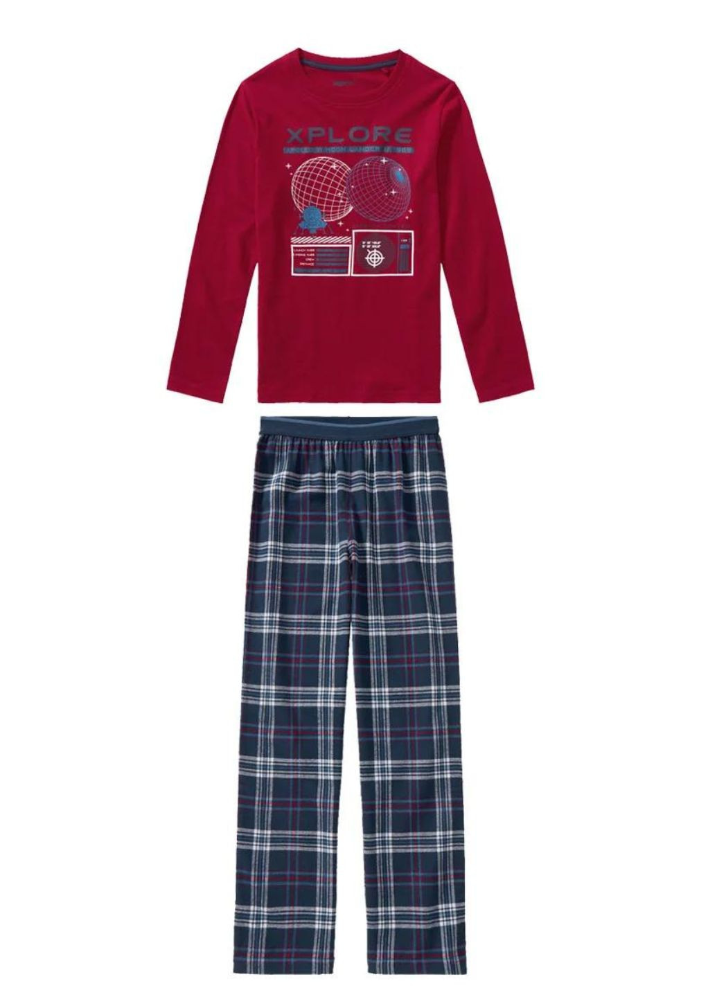 Комбинированная всесезон пижама мальчику с фланелевыми штанами лонгслив + брюки Pepperts