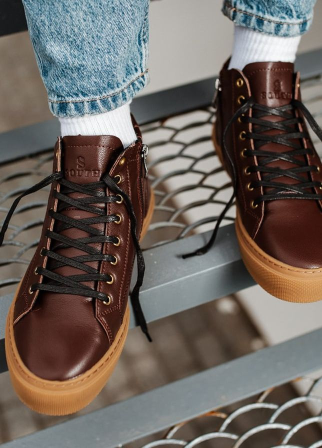 Коричневые зимние ботинки south shell brown Vakko