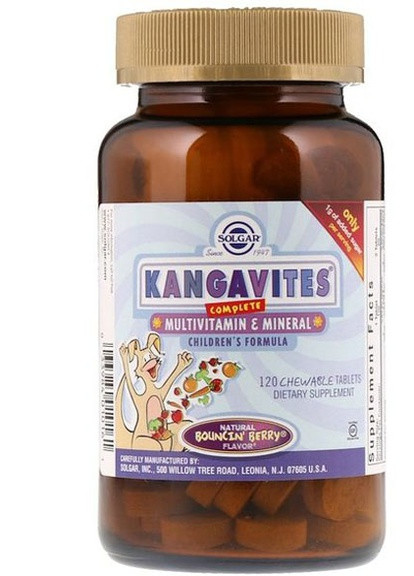 Kangavites, Complete Multivitamin & Mineral Children's Formula 120 Chewable Tabs Berry Flavor Solgar (256721529)