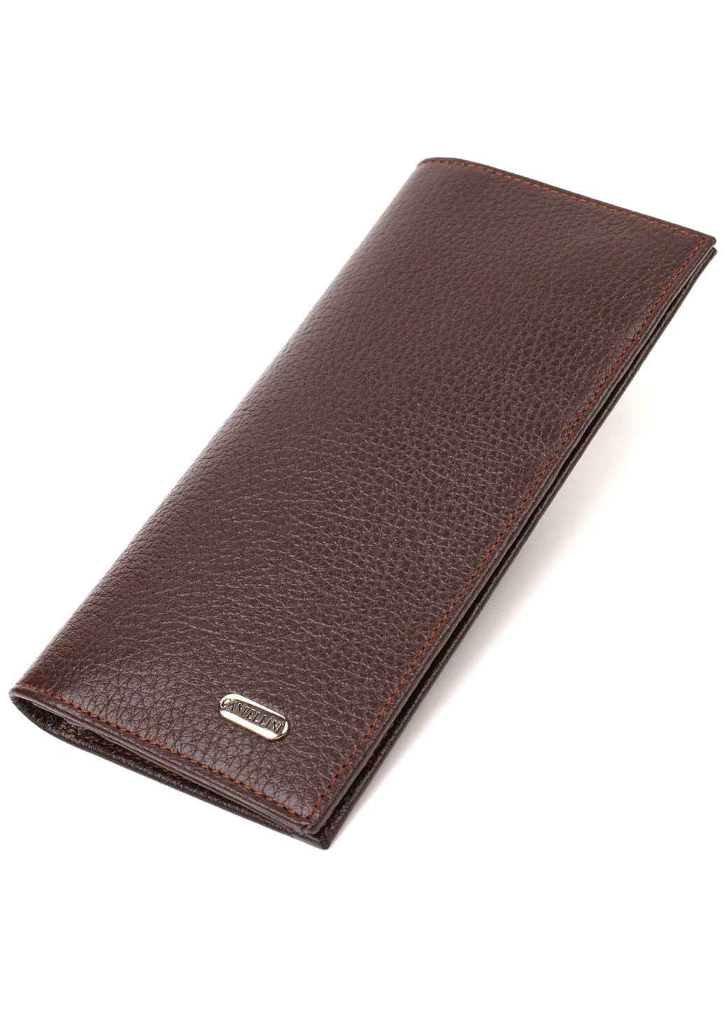 Класичний чоловічий вертикальний гаманець із натуральної шкіри 21902 Коричневий Canpellini (259873931)